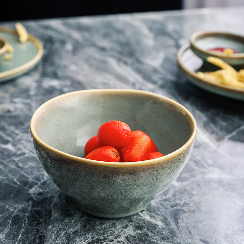 Fenn Green Reactive Glaze Ceramic Bowl